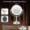 image2025 VESAUR 9quot Large 5000mAh Rechargeable Lighted Makeup Mirror Nickel 1X10X20X HD Magnifying Mirror with Compact Suction Mirror 3 Color Dimmable light 360Swivel Seamless Vanity Mirror Gift Box159L x 93W