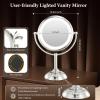 image2025 VESAUR 9quot Large 5000mAh Rechargeable Lighted Makeup Mirror Nickel 1X10X20X HD Magnifying Mirror with Compact Suction Mirror 3 Color Dimmable light 360Swivel Seamless Vanity Mirror Gift Box159L x 85W