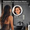 image9quot Large Wall Mounted Lighted Makeup Mirror Black Nickel 1X20X Magnifying Mirror with 3 Color Light LED Lights Dimmable 5000mAh Rechargeable Wall Mount Makeup Mirror 360 Swivel 17quot for Bathroom15xsenior Pearl Nicke