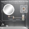 image9quot Large Wall Mounted Lighted Makeup Mirror Black Nickel 1X20X Magnifying Mirror with 3 Color Light LED Lights Dimmable 5000mAh Rechargeable Wall Mount Makeup Mirror 360 Swivel 17quot for Bathroom15xsenior Pearl Nicke