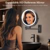 image9quot Large Wall Mounted Lighted Makeup Mirror Black Nickel 1X20X Magnifying Mirror with 3 Color Light LED Lights Dimmable 5000mAh Rechargeable Wall Mount Makeup Mirror 360 Swivel 17quot for Bathroom20xluxury Black Nickel