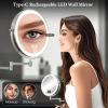 image9quot Large Wall Mounted Lighted Makeup Mirror Black Nickel 1X20X Magnifying Mirror with 3 Color Light LED Lights Dimmable 5000mAh Rechargeable Wall Mount Makeup Mirror 360 Swivel 17quot for Bathroom15xsenior Pearl Nicke