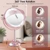 imageProfessional 85quot Large Lighted Makeup Mirror with Brighter Lights 1X10X True HD Magnifying Mirror with 3 Color Dimmable Lights 90 Shadowless LEDs 360Swivel Seamless Vanity Mirror Pearl NickelRose Gold