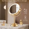imageProfessional 85quot Large Lighted Makeup Mirror with Brighter Lights 1X10X True HD Magnifying Mirror with 3 Color Dimmable Lights 90 Shadowless LEDs 360Swivel Seamless Vanity Mirror Pearl NickelGold Nickel
