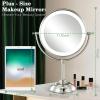 imageVESAUR 118quot Extra Large 17quot Tall Lighted Makeup Mirror 1X5X10X 3Sided Magnifying Mirror with 96 LEDs 3 Color Dimmable Lights 360 Swivel Dual Power Vanity Mirror Nickel Finish  Great Gift5x10x Pearl Nickel
