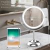 imageVESAUR 118quot Extra Large 17quot Tall Lighted Makeup Mirror 1X5X10X 3Sided Magnifying Mirror with 96 LEDs 3 Color Dimmable Lights 360 Swivel Dual Power Vanity Mirror Nickel Finish  Great Gift10x15x Silver Nickel