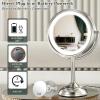 imageVESAUR 118quot Extra Large 17quot Tall Lighted Makeup Mirror 1X5X10X 3Sided Magnifying Mirror with 96 LEDs 3 Color Dimmable Lights 360 Swivel Dual Power Vanity Mirror Nickel Finish  Great Gift5x10x Pearl Nickel