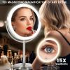 imageVESAUR 1X15X HD Lighted Makeup Mirror 9quot Large 5000mAh Rechargeable Double Sided Magnifying Mirror with 3 Touch Dimmable Light 360Rotation Detachable for Travel Vanity Mirror Pearl Nickel Gifts15xpearl Nickel