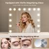 imageVESAUR Bundle Hollywood Vanity Mirror 15 Dimmable Bulbs1X10X15X USBTypeC WallMountable Aluminum Frame  85quot Lighted Mirror 1X10X HD Magnification 360 Swivel Pearl Nickel