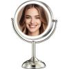image2025 VESAUR 9quot Large 5000mAh Rechargeable Lighted Makeup Mirror Nickel 1X10X20X HD Magnifying Mirror with Compact Suction Mirror 3 Color Dimmable light 360Swivel Seamless Vanity Mirror Gift Box159L x 85W