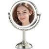 image2025 VESAUR 9quot Large 5000mAh Rechargeable Lighted Makeup Mirror Nickel 1X10X20X HD Magnifying Mirror with Compact Suction Mirror 3 Color Dimmable light 360Swivel Seamless Vanity Mirror Gift Box159L x 91W