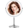 image4000mAh Large Rechargeable Lighted Makeup Mirror Nickel 2Sided 1X10X HD Undistorted 8quot Magnifying Mirror with 3 Color Lights Dimmable 360 Swivel Seamless Cordless Travel Vanity Mirror Detachable