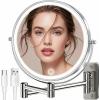 image9quot Large Wall Mounted Lighted Makeup Mirror Black Nickel 1X20X Magnifying Mirror with 3 Color Light LED Lights Dimmable 5000mAh Rechargeable Wall Mount Makeup Mirror 360 Swivel 17quot for Bathroom15xsenior Pearl Nicke