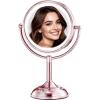 imageProfessional 85quot Large Lighted Makeup Mirror with Brighter Lights 1X10X True HD Magnifying Mirror with 3 Color Dimmable Lights 90 Shadowless LEDs 360Swivel Seamless Vanity Mirror Pearl NickelRose Gold