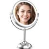 imageVESAUR 118quot Extra Large 17quot Tall Lighted Makeup Mirror 1X5X10X 3Sided Magnifying Mirror with 96 LEDs 3 Color Dimmable Lights 360 Swivel Dual Power Vanity Mirror Nickel Finish  Great Gift10x15x Silver Nickel