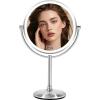 imageVESAUR 1X15X HD Lighted Makeup Mirror 9quot Large 5000mAh Rechargeable Double Sided Magnifying Mirror with 3 Touch Dimmable Light 360Rotation Detachable for Travel Vanity Mirror Pearl Nickel Gifts15xpearl Nickel