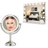 imageVESAUR Bundle Hollywood Vanity Mirror 15 Dimmable Bulbs1X10X15X USBTypeC WallMountable Aluminum Frame  85quot Lighted Mirror 1X10X HD Magnification 360 Swivel Pearl Nickel