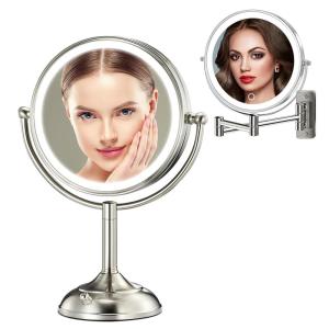 image9quot 15X ampamp 85quot 1X10X Rechargeable WallMounted Lighted Makeup Mirrors 5000mAh HD Magnifying with 3 Color Dimmable Lights 90 Shadowless LEDs Touch Screen 17quot Extendable 360 Swivel Vanity Mirrors