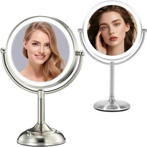 imageVESAUR 11quot ampamp 9quot HD Lighted Makeup Mirror Set  1X5X ampamp 1X15X DoubleSided Magnification 3 Lighting Modes ampamp Brightness Adjustment 5000mAh Rechargeable ampamp Detachable for Travel for Women