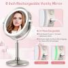 imageVESAUR 8 Rechargeable Lighted Makeup Mirror 1X10X Magnifying Vanity Mirror with 3 Colors 50 Dimmable LED Lights
