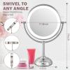 imageVESAUR 11 Large and 17 Tall Lighted Makeup Mirror Double Sided 1X 10X Magnifying 3 Colors with Lights Brightness Adjustable 360 Rotation Cosmetic Light up Mirror Luxury Nickel10x15x Satin Nickel