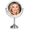 imageVESAUR 11 Large and 17 Tall Lighted Makeup Mirror Double Sided 1X 10X Magnifying 3 Colors with Lights Brightness Adjustable 360 Rotation Cosmetic Light up Mirror Luxury Nickel10x15x Satin Nickel