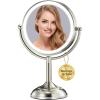 imageVESAUR 11 Large and 17 Tall Lighted Makeup Mirror Double Sided 1X 10X Magnifying 3 Colors with Lights Brightness Adjustable 360 Rotation Cosmetic Light up Mirror Luxury Nickel5x10x Pearl Nickel